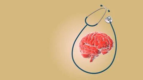 Human brain with statoscope background Stock Illustration