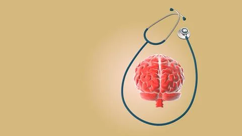 Human brain with statoscope background Stock Illustration