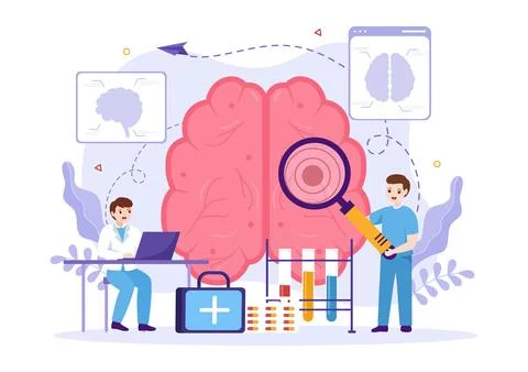 Human Brain Stroke Vector Illustration with Scientific Medical, Hemorrhage .. Stock Illustration