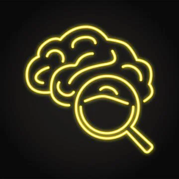 Human brain study neon icon Stock Illustration