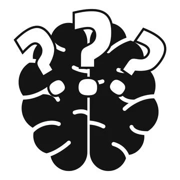 Human brain surrounded by question marks thinking about problems イラスト素材