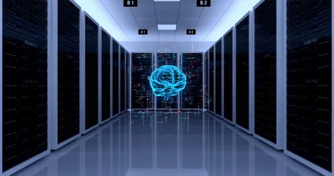 Human Brain Symbolizing Artificial Intelligence. Controlling Data. Stock Footage 237776924