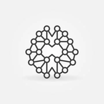 Human Brain Synapses vector concept line icon or symbol Stock Illustration