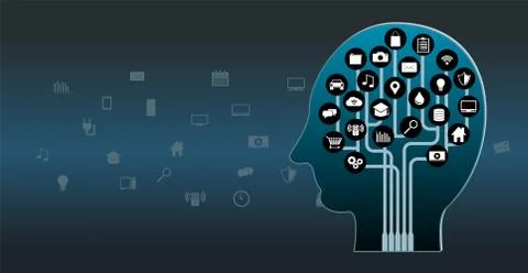 Human brain. Technology innovation. Artificial intelligence Stock Illustration