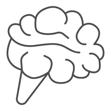 Human brain thin line icon, Anatomy and science concept, mind or intelligence Stock Illustration