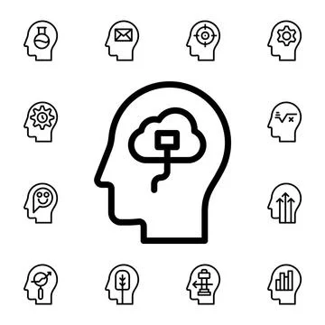 Human, brain, thinking flat vector icon in mind process pack 스톡 일러스트