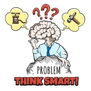 Human brain in thinking process tries to solve a complex problem and motivati Stock Illustration