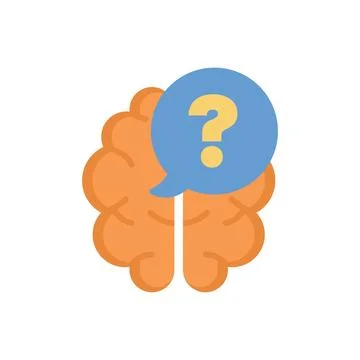 Human brain thinking with question mark inside speech bubble イラスト素材