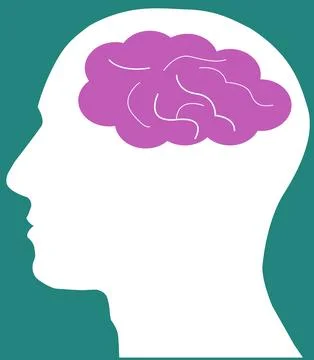 Human Brain Thinking sign, Human brain in head icon Stock Illustration