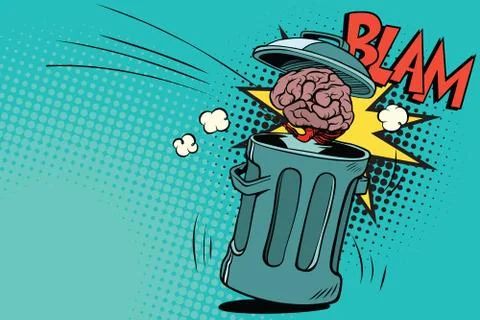 Human brain is thrown in the trash Stock Illustration