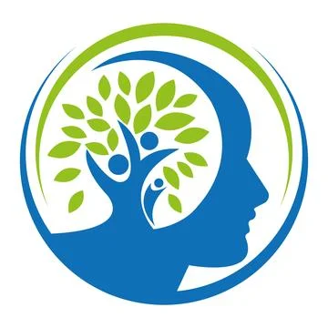 Human Brain Tree Logo Design Nature Growth Vector Icon Template Illustrazione stock