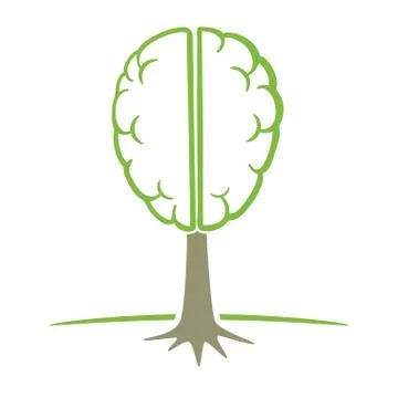 Human brain tree symbol Stock Illustration