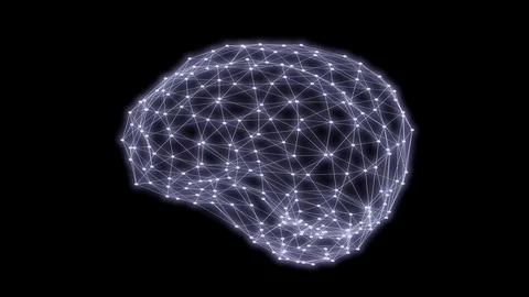 Human brain triangles grid rotation 3D rendering Stock Footage 111646531