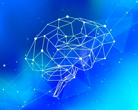 Human brain of triangles, lines &amp; dots  Stock Illustration