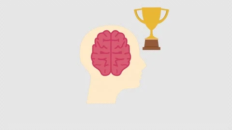 Human Brain with Trophy Symbol Representing Intelligence Achievement and Success Stock Footage 339778774