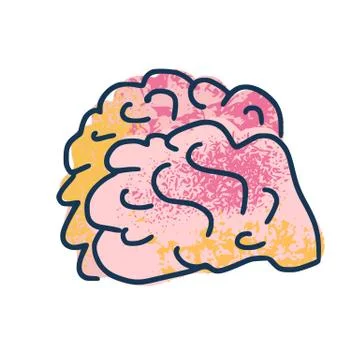 Human brain. Vector element in doodle style. Stock Illustration