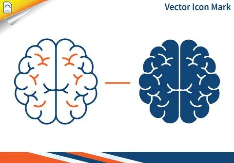 Human brain vector icon mark, outline and glyph illustration symbol. Ilustración de archivo