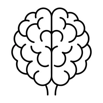 Human brain vector line art illustration Stock Illustration