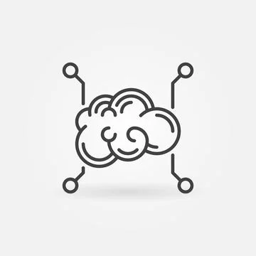 Human Brain vector Neuroscience concept outline icon Stock Illustration