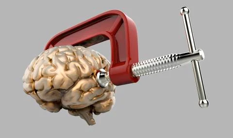 Human brain in a vice Stock Illustration