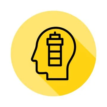 Human, brain, vision icon long shadow Stock Illustration