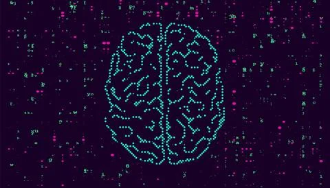 Human brain visualization. Futuristic Artificial intelligence concept. Cybe.. Stock Illustration