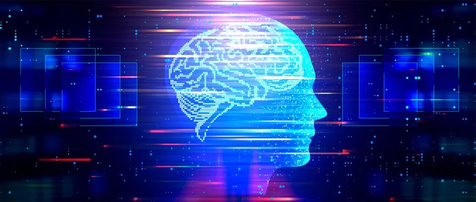 Human brain visualization. Futuristic Artificial intelligence concept. Cybe.. 스톡 일러스트