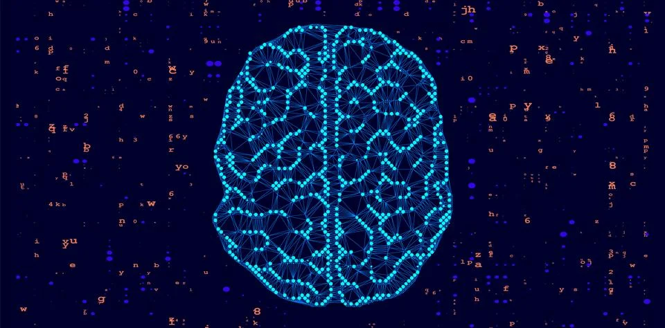 Human brain visualization. Futuristic Artificial intelligence concept. Cyber  Stock Illustration