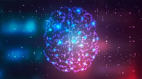 Human brain visualization. Futuristic Artificial intelligence concept. Cyber  스톡 일러스트