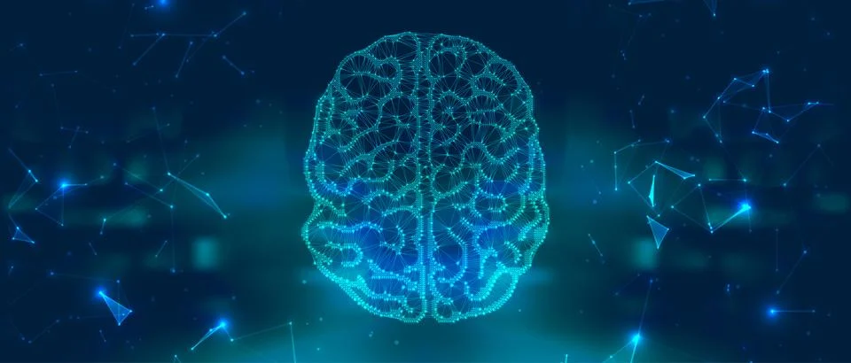 Human brain visualization. Futuristic Artificial intelligence concept. Cyber  Stock Illustration