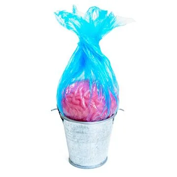 Human Brain in a Waste Bin Stockfoto's