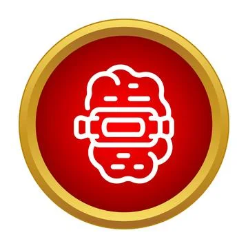 Human brain wearing virtual reality headset icon Stock Illustration
