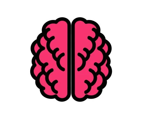 Human brain on a white background. Cartoon. Stock Illustration