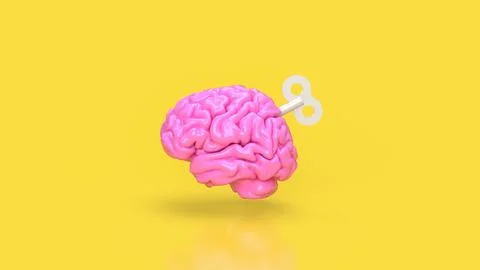 The Human Brain with wind up for Business or sci and medical concept 3d ren.. Stock Illustration