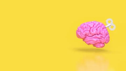 The Human Brain with wind up for Business or sci and medical concept 3d ren.. Stock Illustration