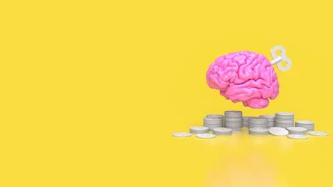 The Human Brain with wind up for Business or sci and medical concept 3d ren.. Stock Illustration