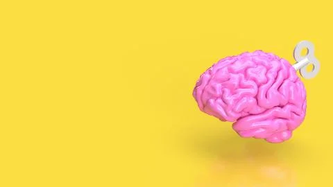 The Human Brain with wind up for Business or sci and medical concept 3d ren.. Stock Illustration