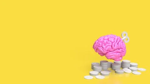 The Human Brain with wind up for Business or sci and medical concept 3d ren.. Stock Illustration