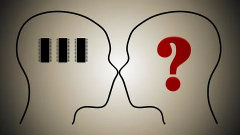 Human brain work with IC for adv or others purpose use 库存插图