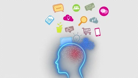 Human brain, working about internet such as shopping, social, search edging Stock Footage 263007488
