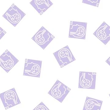 Human brain x-ray glyph seamless pattern Stock Illustration