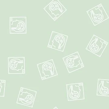 Human brain x-ray line seamless pattern Illustrazione stock