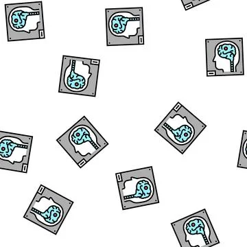 Human brain x-ray vector seamless pattern 库存插图