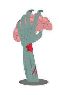 Human Brains in Zombie Hand Vector Illustration Stock Illustration