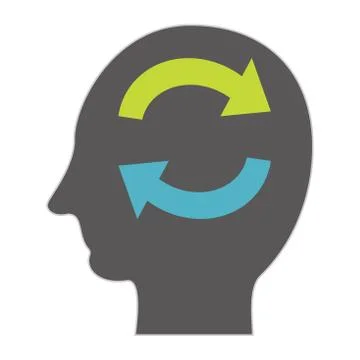 Human brainstorming or remembering concept. Human memory symbol Stock Illustration