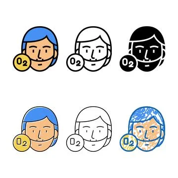 Human breath oxygen tool styles color icon vector Stock Illustration