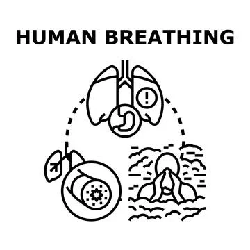 Human breathing problems from air pollution concept Stock Illustration