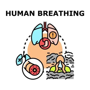 Human breathing problems from air pollution concept Stock Illustration