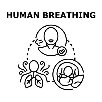 Human breathing process and developing respiratory system Illustrazione stock