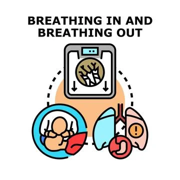 Human breathing process and respiratory system illustration Illustrazione stock